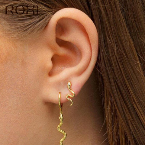 ROXI Fashion Women's Punk Style Animal Snake Earrings 100% 925 Sterling Silver Earring Snakelike Animal Climber Ear Jewelry Gift