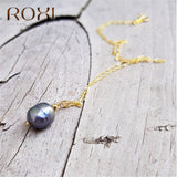 ROXI Natural Freshwater Pearl Pendant Necklace for Women Gold Long Chain Necklace Jewelry Purple Baroque Pearl Necklace Choker