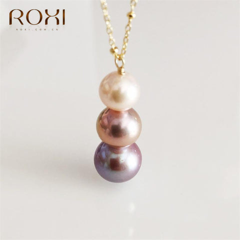 ROXI Simple Freshwater Pearl Necklace Women Fashion Baroque Pearls Ball Droplets Pendants Necklaces Cheap Clavicle Chain Jewelry