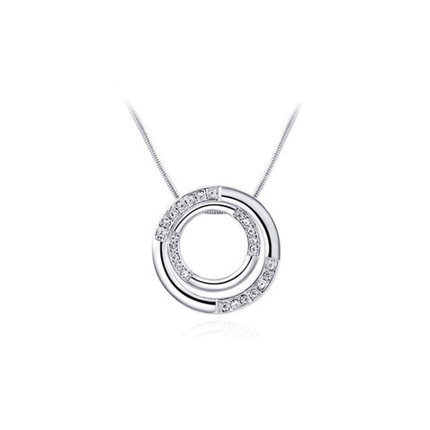 ROXI Statement Necklace Women Rose Gold Color Double Round Pendant Necklace for Woman Crystal Necklace collier femme fantaisie