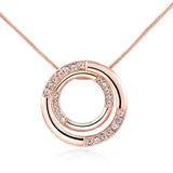 ROXI Statement Necklace Women Rose Gold Color Double Round Pendant Necklace for Woman Crystal Necklace collier femme fantaisie