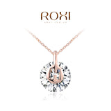 ROXI Women Necklace Round Pendant Necklace with Shining Austrian Zircon Rose Gold Color Necklace Jewelry collier femme Dropship