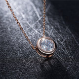 ROXI Women Necklace Round Pendant Necklace with Shining Austrian Zircon Rose Gold Color Necklace Jewelry collier femme Dropship