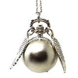 Retro Snitch Ball Shaped Potter Quartz Pocket Watch Fashion Sweater Angel Wings Necklace Chain Gifts for Men Women kids