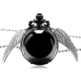 Retro Snitch Ball Shaped Potter Quartz Pocket Watch Fashion Sweater Angel Wings Necklace Chain Gifts for Men Women kids