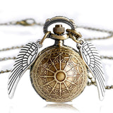 Retro Snitch Ball Shaped Potter Quartz Pocket Watch Fashion Sweater Angel Wings Necklace Chain Gifts for Men Women kids