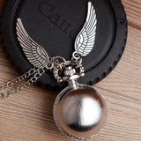 Retro Snitch Ball Shaped Potter Quartz Pocket Watch Fashion Sweater Angel Wings Necklace Chain Gifts for Men Women kids