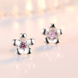 Rose Flower Earing Flower Silver 925 White Purple Rhinestone Crystal Cute Stud Earrings For Women Jewelry Earring Set