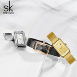 Shengke Women Watches Fashion Geneva Designer Ladies Watch Luxury Brand Rectangle Quartz Gold Wrist Watch Luxury Gifts For Women