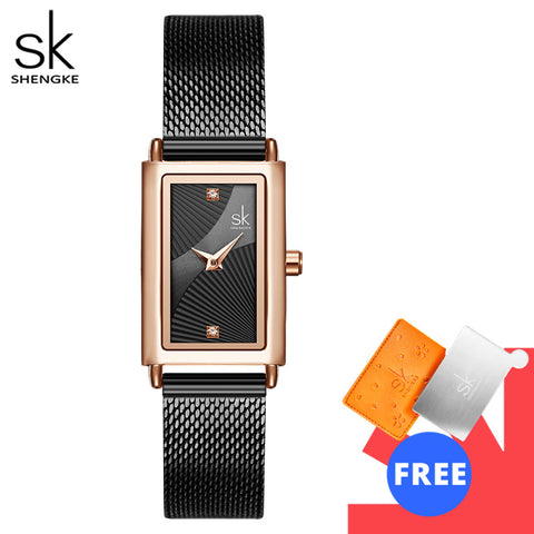 Shengke Women Watches Fashion Geneva Designer Ladies Watch Luxury Brand Rectangle Quartz Gold Wrist Watch Luxury Gifts For Women