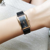 Shengke Women Watches Fashion Geneva Designer Ladies Watch Luxury Brand Rectangle Quartz Gold Wrist Watch Luxury Gifts For Women