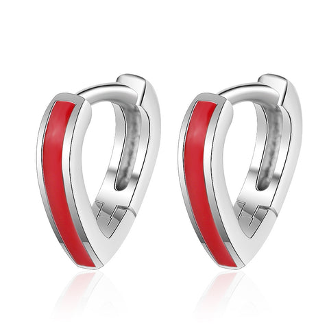 Simple Classic Red Love Heart 925 Sterling Silver Stud Earrings For Women U shaped Girl Gift Prevent Allergy oorbellen brincos