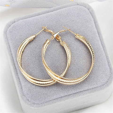 Simple Gold color Big Hoop Earring For Women Statement Fashion Jewelry Accessories Large Circle Round Earrings