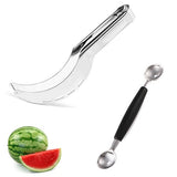 Stainless Steel Watermelon Slicer Fruit Knife Cutter And Ice Cream Ballers Melon Scoop Double Size Spoon Set Kitchen Tools