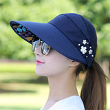 Sun Hats for Women Visors Hat Fishing Fisher Beach Hat UV Protection Cap Black Casual Womens Summer Caps Ponytail Wide Brim Hat