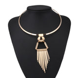 Tenande Punk Big Statement Stripe Triangle Tassel Necklace & Pendants for Women Simple Style Night Club Jewelry Bijuterias Colar