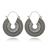 Tocona Vintage Antique Gold Silver Black Hollow Flower Metal Hoop Earrings Punk Alloy Earring Brincos for Women Jewelry 5673