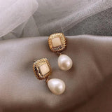 Trendy Geometric Acrylic Women Stud Earrings Elegant Pearl Eardrop Fashion Jewelry Womens Accessories Wedding Earings