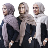 Trendy Muslim Instant Scarf shawl and wrap Cotton Crinkled Hijab Solid Lightweight Islam foulard Turban For Women Headscarf