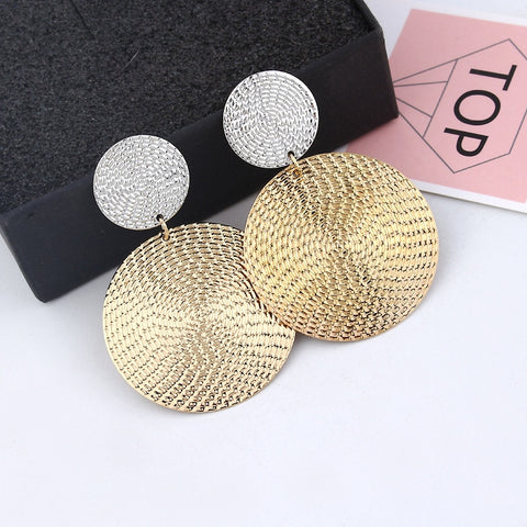 Ufavoirte New Fashion Geometric Square Round Coin Earrings For Women Fashion Punk Gold Indian Long Drop Earrings Jewelry Brincos