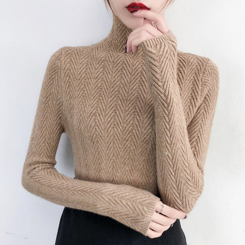 Underwear Woman Autumn and Winter 2019 New Slim Bottom Shirt Long Sleeve Sleeve Tight Knitted Shirt Thickening