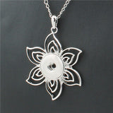 Vintage round 18mm metal xinnver snap necklace & pendant Sterling jewelry with Bead chain statement woman  DIY jewelry ZG037