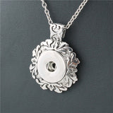 Vintage round 18mm metal xinnver snap necklace & pendant Sterling jewelry with Bead chain statement woman  DIY jewelry ZG037