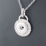 Vintage round 18mm metal xinnver snap necklace & pendant Sterling jewelry with Bead chain statement woman  DIY jewelry ZG037
