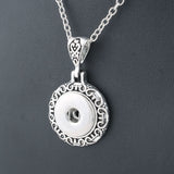 Vintage round 18mm metal xinnver snap necklace & pendant Sterling jewelry with Bead chain statement woman  DIY jewelry ZG037