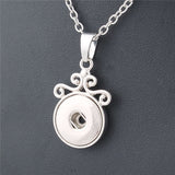 Vintage round 18mm metal xinnver snap necklace & pendant Sterling jewelry with Bead chain statement woman  DIY jewelry ZG037