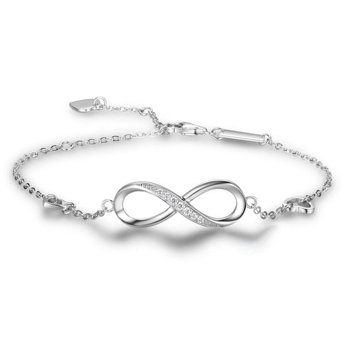 WLP Trendy 925 Silver Color New 8 Shape Geometric Adjustable Infinity Bracelets Wedding Bangles For Women Fashion Jewelry Gift