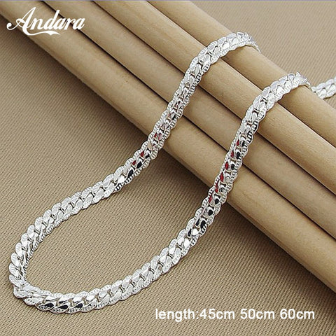 Wholesale Price 6MM Full Sideways Necklace for Women Men 925 Sterling Silver Jewelry Snake Chain Necklaces
