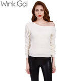 Wink Gal Casual Christmas Sweater Off  Shoulder Knitted Sweaters Women Sweaters and pullovers Winter Knitwear 10107