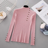 Women Autumn Winter Fashion Slim Femme Elasticity Sweater Casual Half High Collar Neck Soft Pullovers Women  knitted sweater