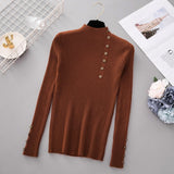 Women Autumn Winter Fashion Slim Femme Elasticity Sweater Casual Half High Collar Neck Soft Pullovers Women  knitted sweater