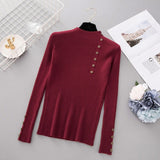 Women Autumn Winter Fashion Slim Femme Elasticity Sweater Casual Half High Collar Neck Soft Pullovers Women  knitted sweater