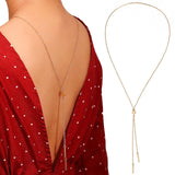 Women Back Necklace Cute Star Tassel Backdrop Necklace Body Chain Back Chain Fashion Jewelry Accessories for Women Party