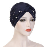 Women Elastic Turban Hat Muslim Hijab Beads Cancer Cap Head Wrap Cover Scarf Stretch Beanie Bonnet Indian Chemo Hair Loss New