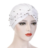 Women Elastic Turban Hat Muslim Hijab Beads Cancer Cap Head Wrap Cover Scarf Stretch Beanie Bonnet Indian Chemo Hair Loss New