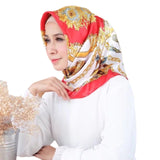 Women hijab scarf Fashion Imitation Silk Scarves large Square Muslim Scarf Printed Different Colors Lady Shawl