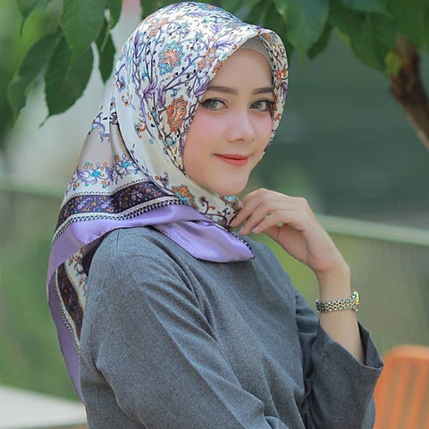 Women hijab scarf Fashion Imitation Silk Scarves large Square Muslim Scarf Printed Different Colors Lady Shawl