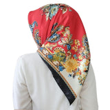 Women hijab scarf Fashion Imitation Silk Scarves large Square Muslim Scarf Printed Different Colors Lady Shawl