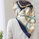 Women hijab scarf Fashion Imitation Silk Scarves large Square Muslim Scarf Printed Different Colors Lady Shawl