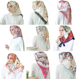 Women hijab scarf Fashion Imitation Silk Scarves large Square Muslim Scarf Printed Different Colors Lady Shawl