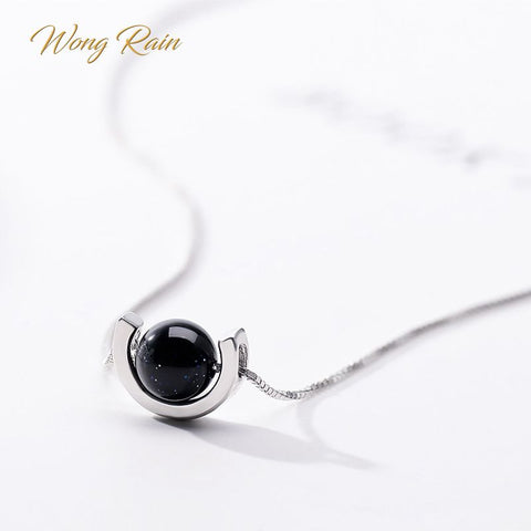 Wong Rain 925 Sterling Silver Blue Sand Aventurine Stone Pendant Necklace Cocktail Anniversary Jewelry Women Gifts Wholesale