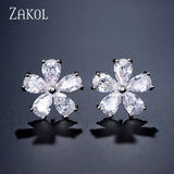 ZAKOL Exquisite Cubic Zirconia Classic Drop Sweet Shaped Stud Earrings for Women Work Casual Birthday Gift Jewelry FSEP377