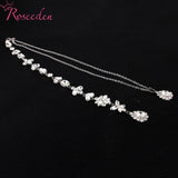 backdrop necklace water drop crystal pendant  back chain deep V bride wedding jewelry backless dress long necklace RE3202