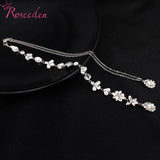 backdrop necklace water drop crystal pendant  back chain deep V bride wedding jewelry backless dress long necklace RE3202