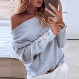 blouse women European and American net red off-the-shoulder Batwing casual loose top blusas mujer de moda 2019