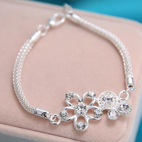 stainless steel flower bracelet charm bracelet & bangles for women unique design chain Punk style fashion jewelry